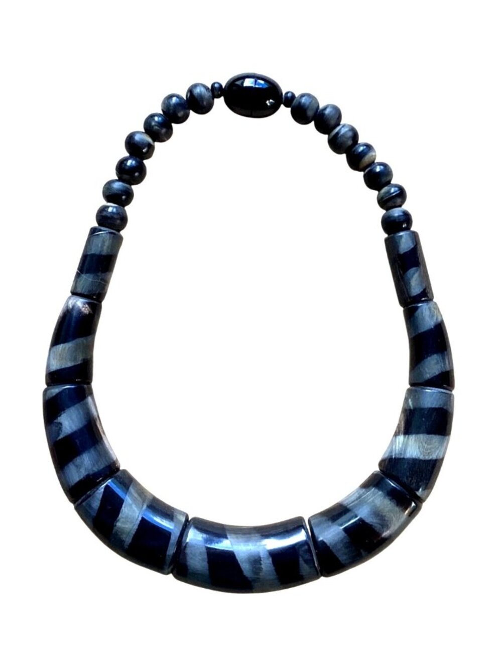 Vintage Chunky Wood and Lucite Collar Necklace in Black 1970s or Older - Picture 1 of 5